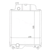 Technical drawing of a radiator with dimensions on a white background
