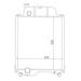 Technical drawing of a radiator with dimensions on a white background