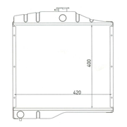 Technical drawing of a radiator with dimensions labeled