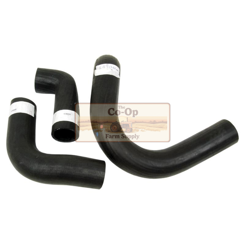 Set of black rubber hoses on a white background with 'Co-Op Farm Supply' branding.
