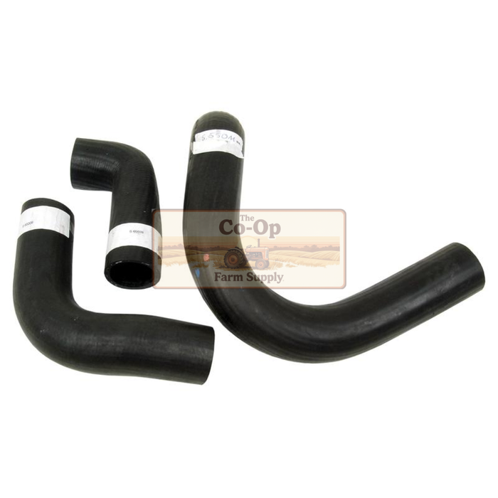 Set of black rubber hoses on a white background with 'Co-Op Farm Supply' branding.