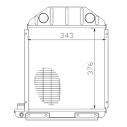 Technical drawing of a radiator with dimensions
