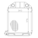 Technical drawing of a radiator with dimensions