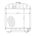 Technical drawing of a radiator with dimensions