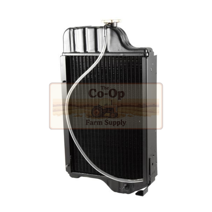 Metallic radiator with 'The Co-Op Farm Supply' branding on a white background