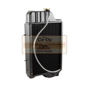 Metallic radiator with Co-op Farm Supply logo on a white background