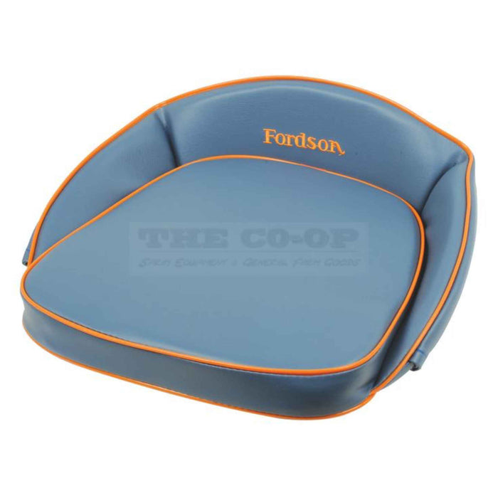 Blue seat cushion with orange trim featuring 'Fordson'  logo on a white background.