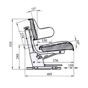 replacement CASE/IH tractor seat elevation view dimensions