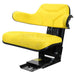 Yellow tractor seat with black metal frame on a white background