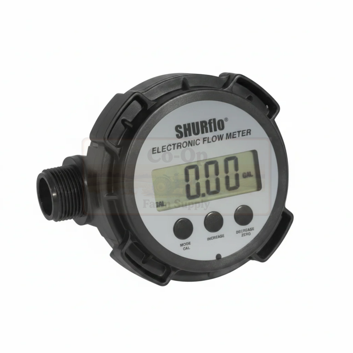 Digital flow meter on white back ground
