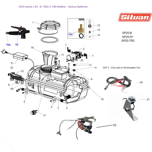 Replacement Spare Parts image for Sp25 series Silvan Selecta Sprayers
