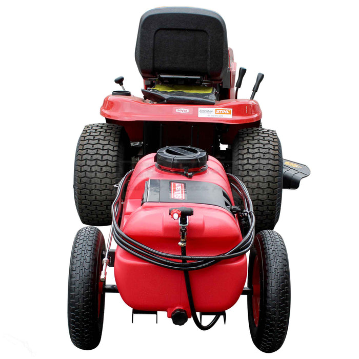 Silvan Rechargeable 55 Litre sprayer behind Ride on lawn mower