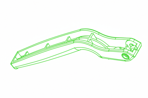 Technical drawing of a mechanical component with green lines on a white background