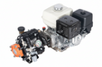 Engine block with various components on a white background