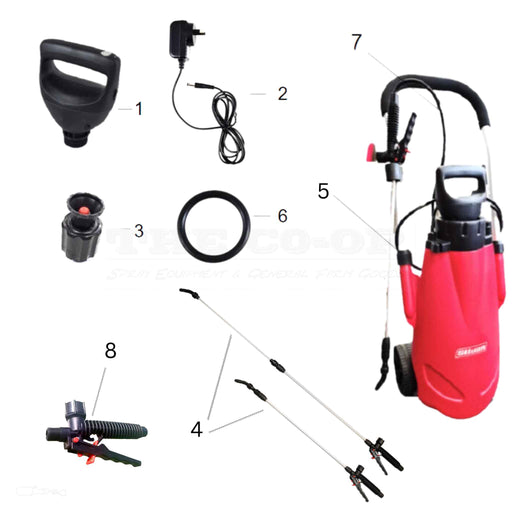 Silvan Rechargeable 13 litre trolley sprayer replacement spare parts list