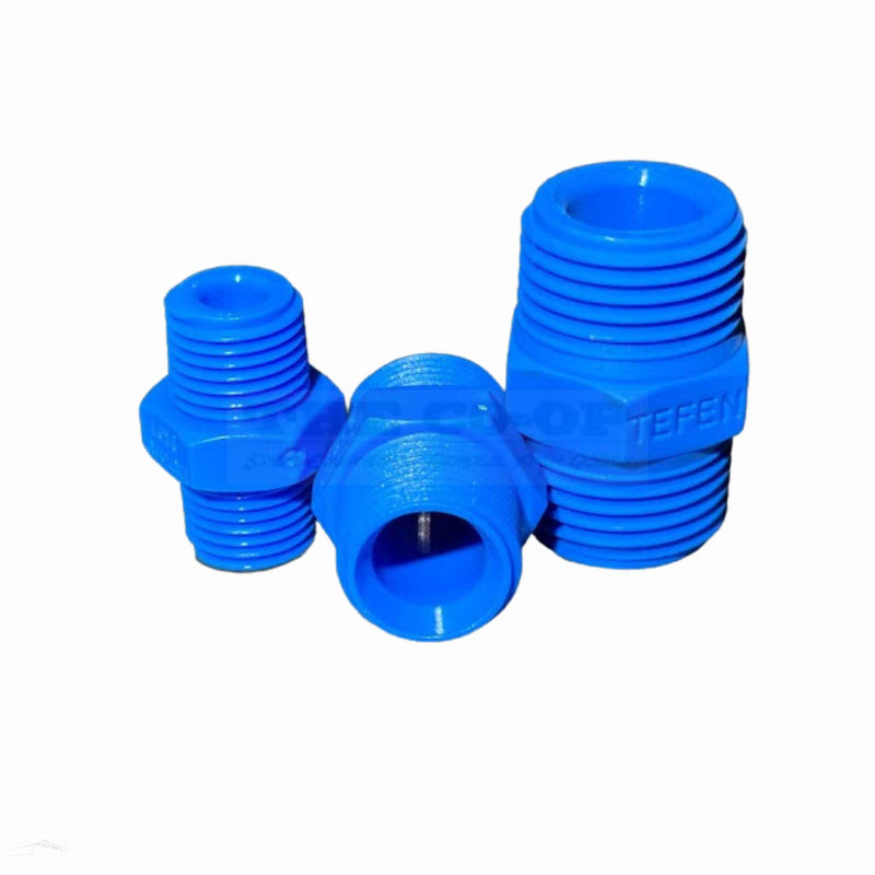 Tefen Equal Hex Nipple | Male BSPT Both Ends | Nylon 66 | 1/8"–1/2"