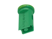 Green plastic component with branding on a white background