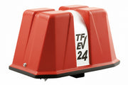 Red and white device with 'TF EV 24' marking on a white background