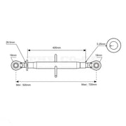 Dimensions Tractor Top Link Third arm s.312 or B312 for Ferguson, Kubota, Kioti, iseki, ford, daedong
