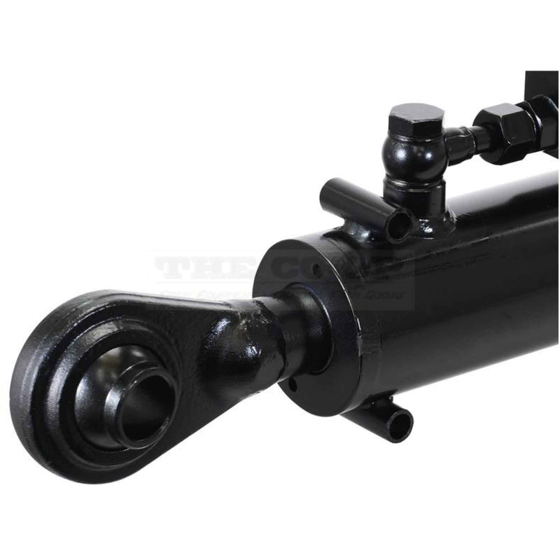 Black hydraulic cylinder on a white background