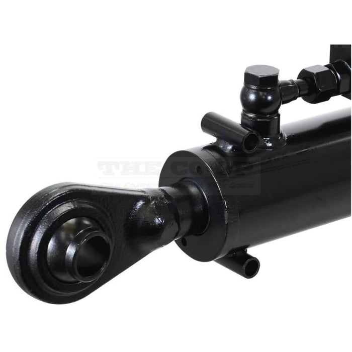 Black hydraulic cylinder on a white background