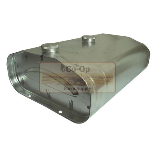 A steel fuel tank with two circular filler caps, shown on a plain white background with a semi-transparent 'The Co-Op Farm Supply' watermark overlay.