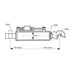 Technical drawing of a mechanical component with dimensions labeled