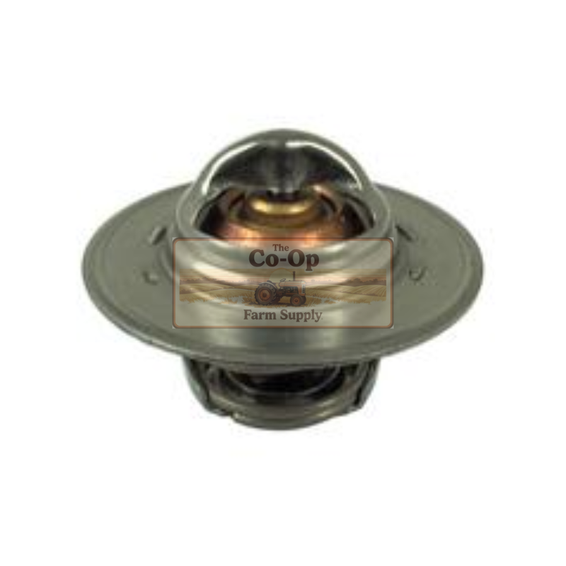 Engine thermostat with 'The Co-Op Farm Supply' label on a white background