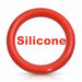Red silicone ring labeled 'Metric Silicone Orings' on a white background