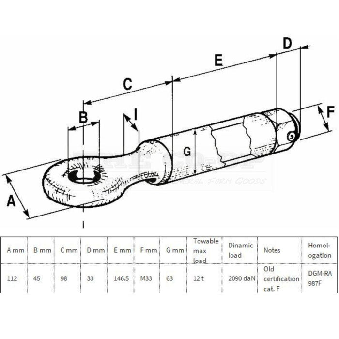 Drawbar towing eye detail