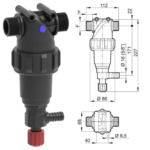 ARAG 3244142 Self Cleaning Inline 1" Pressure filter - THE CO-OP