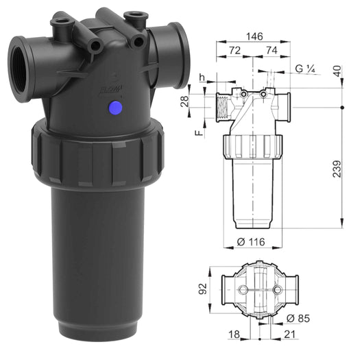 image of ARAG 1-1/4" pressure in line filter assy