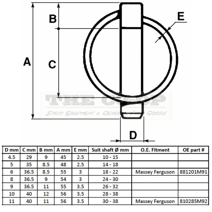 Round Clip Linch pin image dimensions