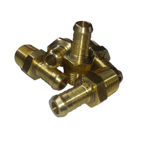 Brass Hose Swivel, Male thread - hose Barb - THE CO-OP