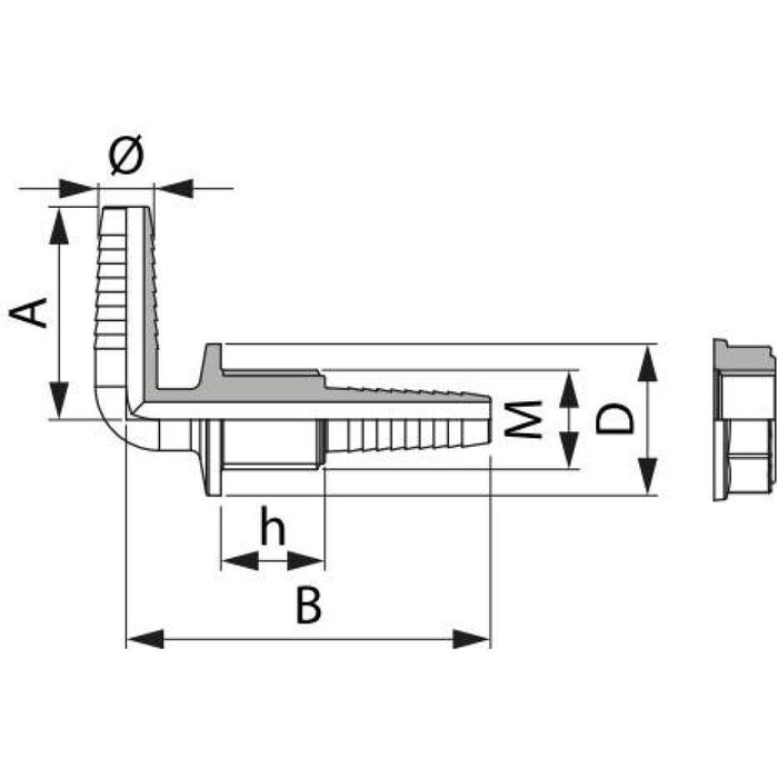 ARAG Tank Bulkhead elbow bypass fitting dimensions