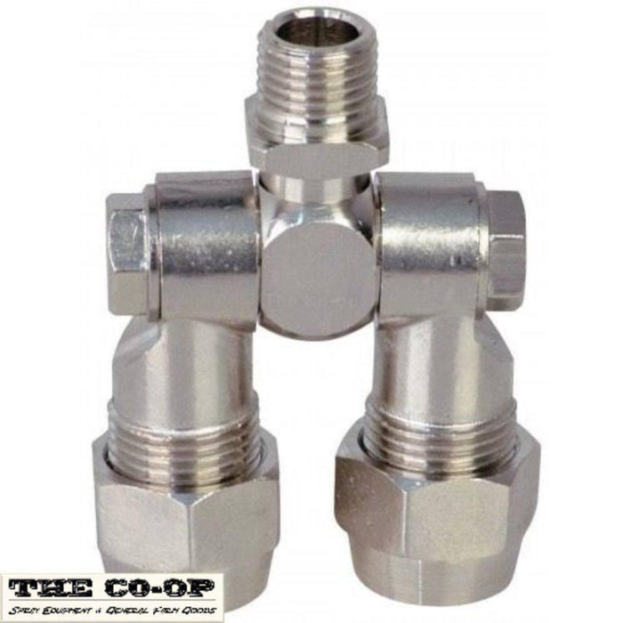 Chrome Plated Brass Swivel Twin Nozzle Holder 1/4" Male Thread Inlet - THE CO-OP