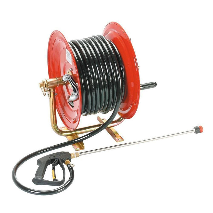 Economy Hose reel with 30m hose and spray gun - THE CO-OP