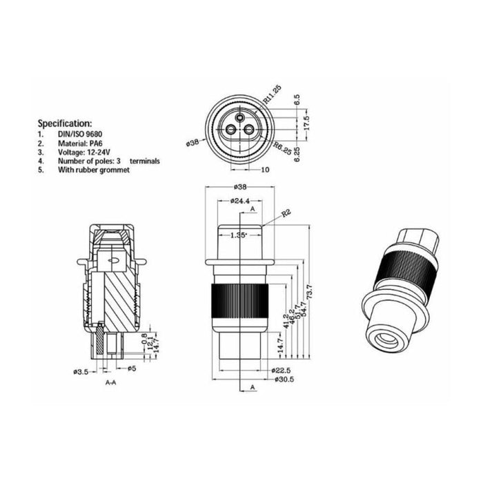3 Pin Auxiliary Plug - Male Pins - THE CO-OP